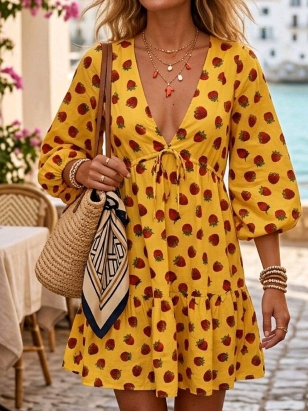 Edie Parker x J. Crew Strawberry Print Cotton Cover-Up Dress Yellow Small